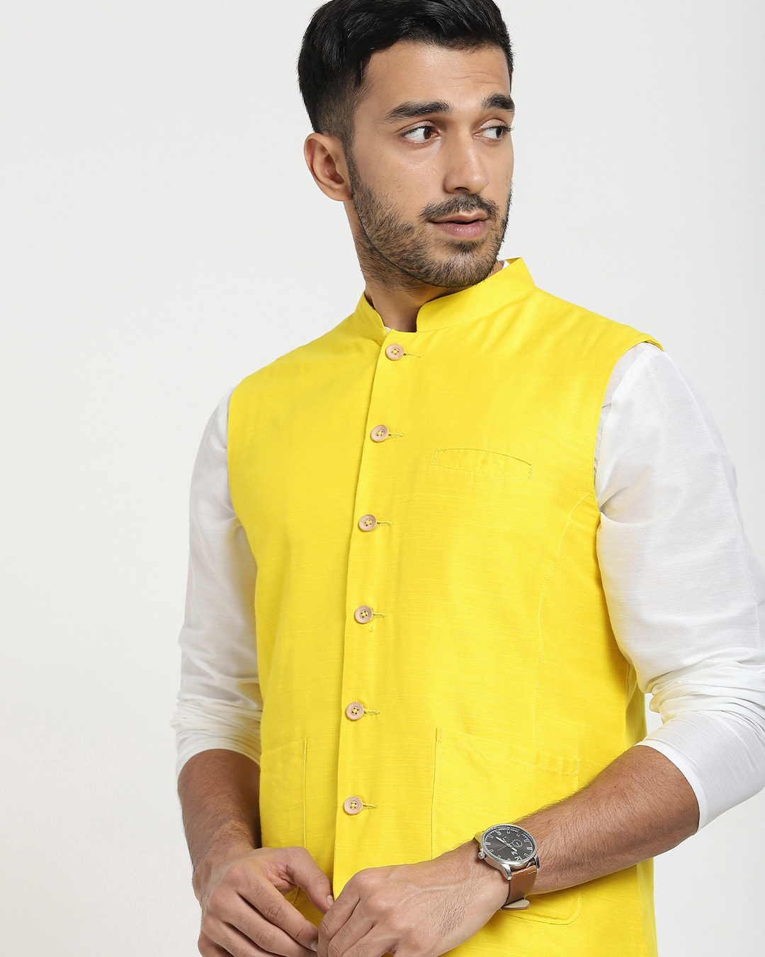Buy Men's Yellow Nehru Jacket Online at Bewakoof