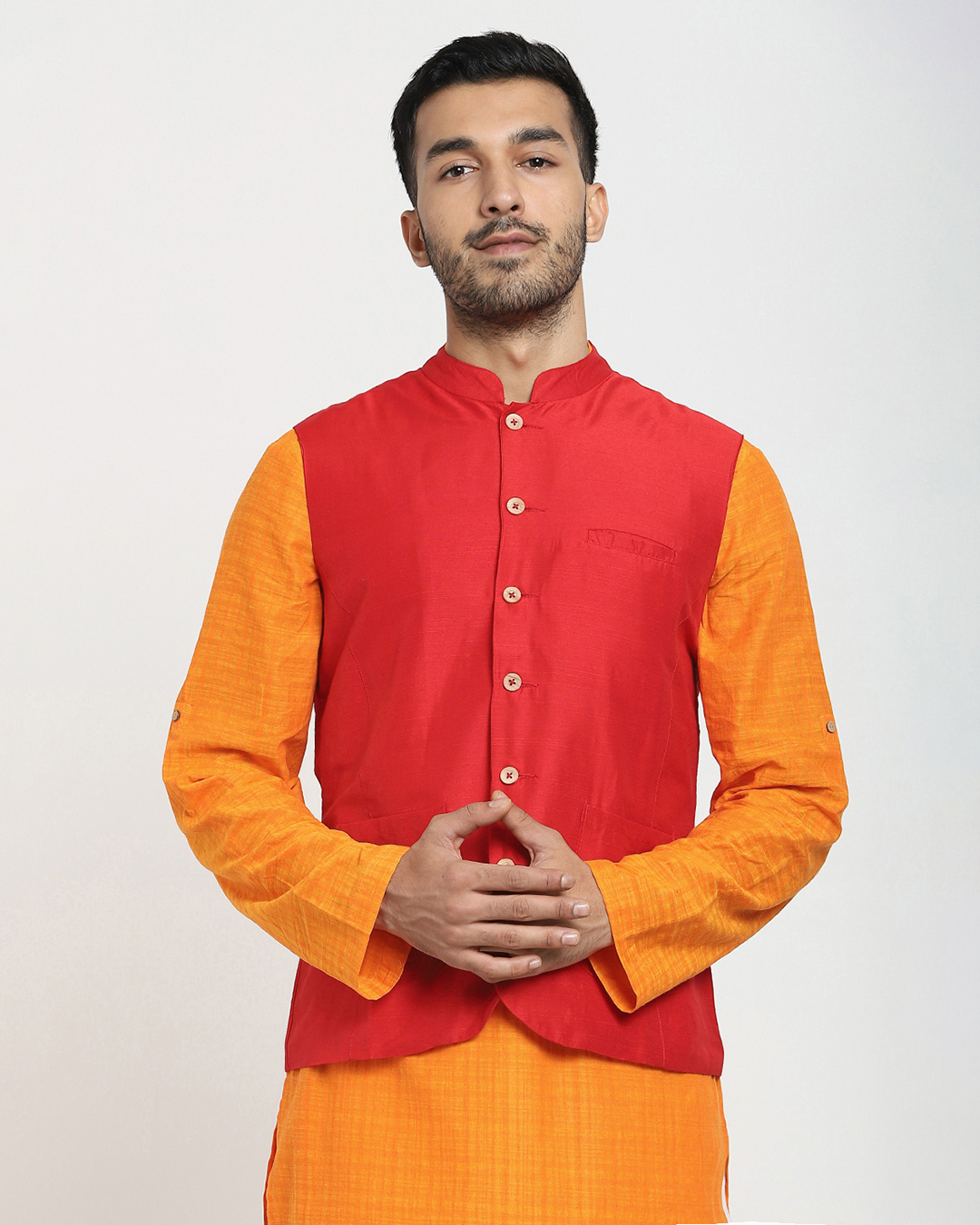 Shop Men's Red Nehru Jacket-Back