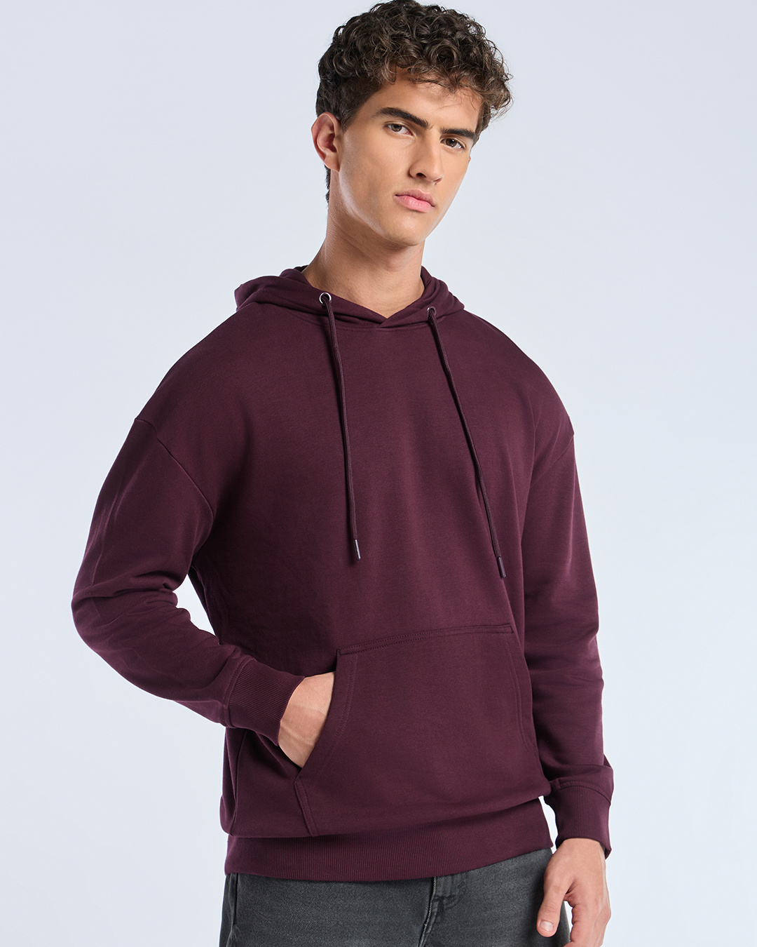 Shop Men's Fig Brown Oversized Hoodies-Back