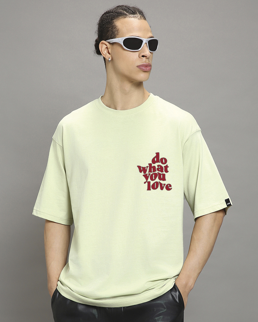 Shop Men's Fog Green Log Off Graphic Printed Oversized T-shirt-Back