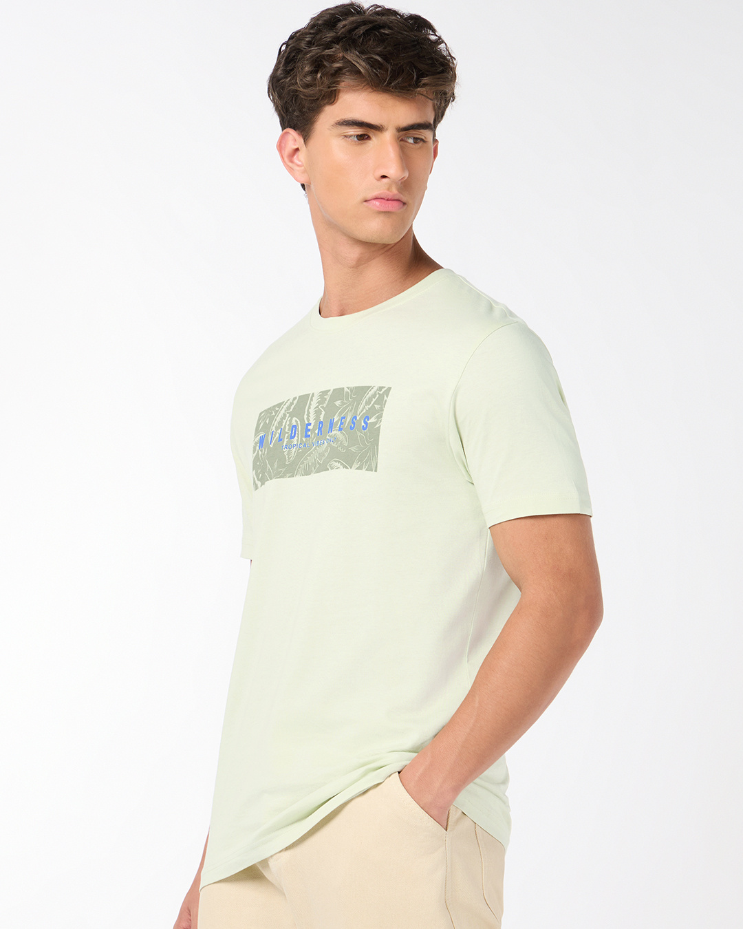 Shop Men's Fog Green Wilderness Graphic Printed T-shirt-Back