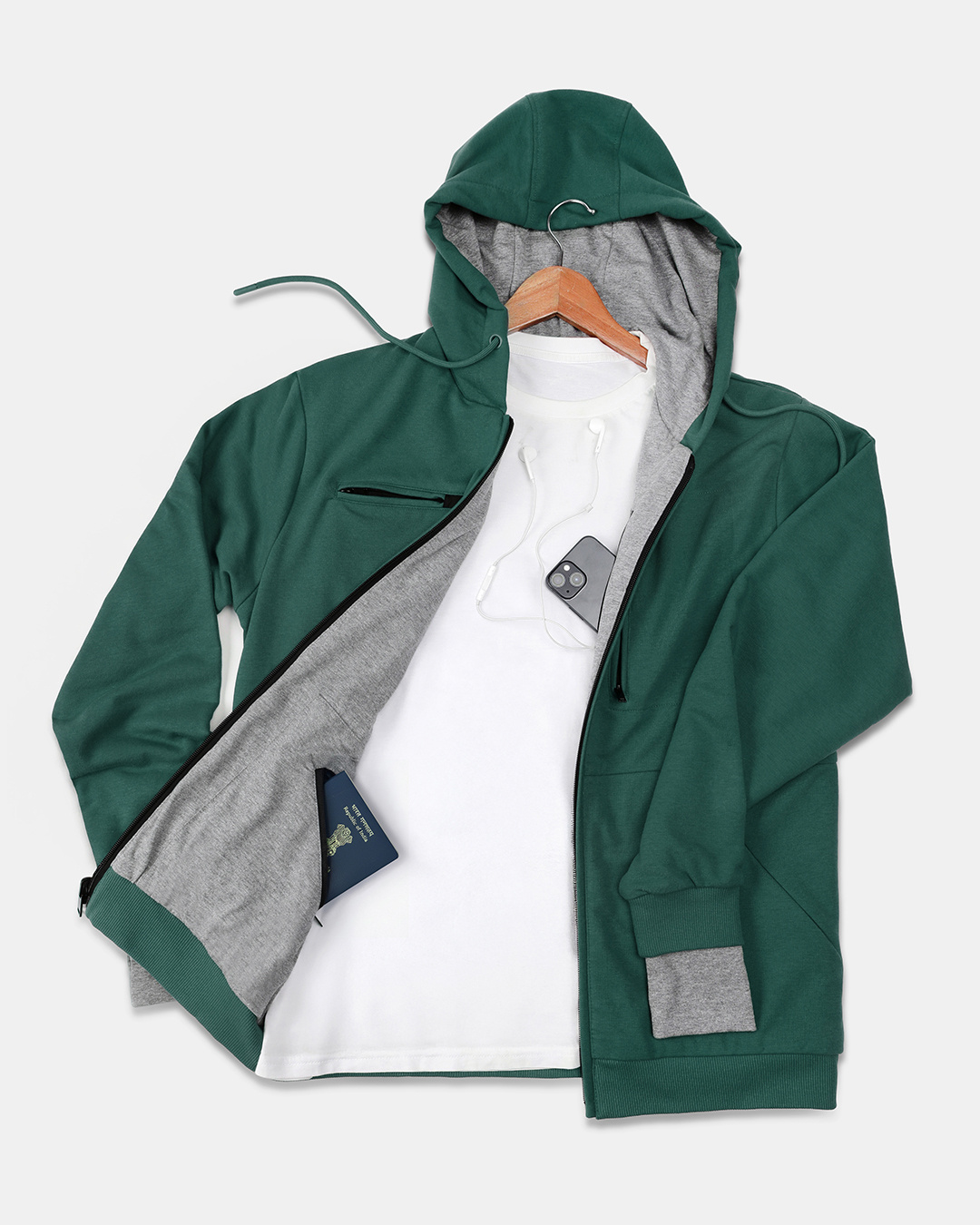 Shop Men's Forest Green Airport Hoodie-Back