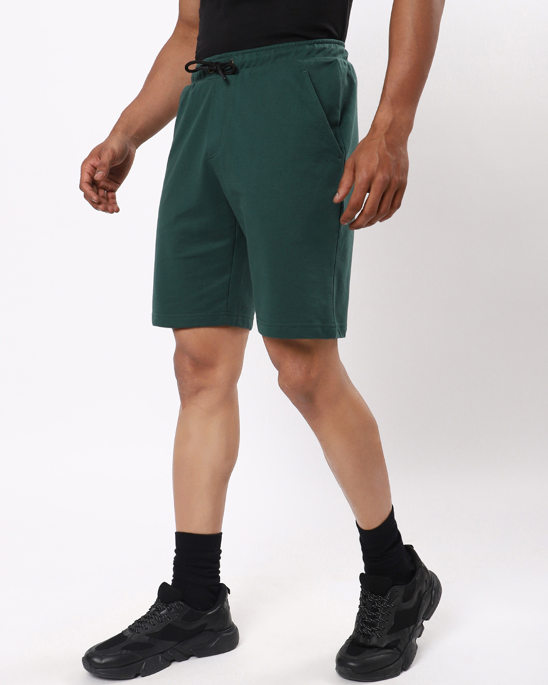 Shop Men's Forest Green Solid Shorts-Back