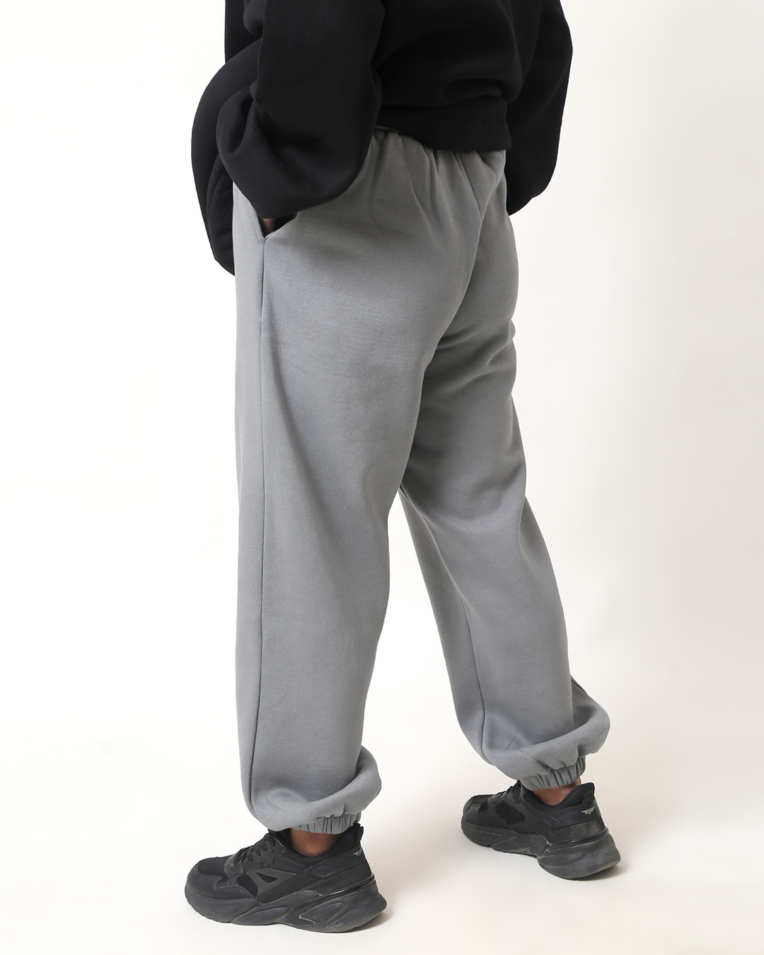Shop Men's Fossil Grey Loose Comfort Fit Joggers-Back