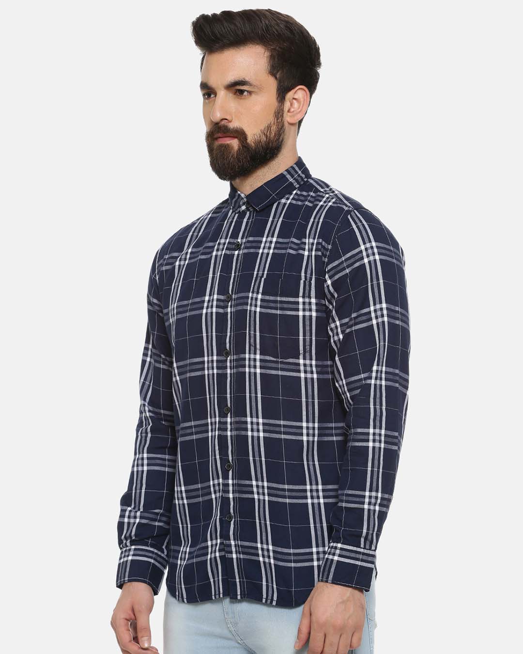 Shop Men's Full Sleeve Spread Collar Checks Stylish Casual Shirt-Back