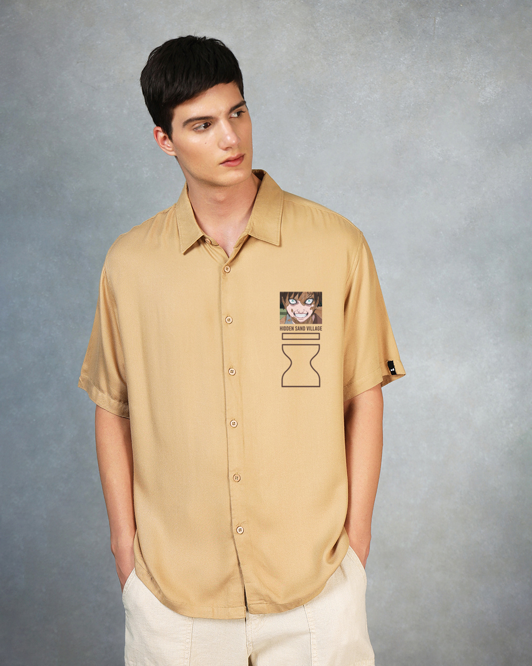 Shop Men's Brown Gara Graphic Printed Oversized Shirt-Back