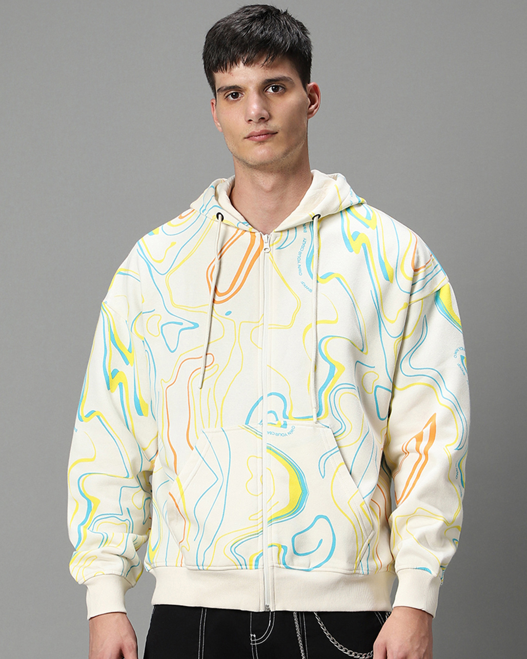 Shop Men's Gardenia All Over Printed Oversized Hoodies-Back