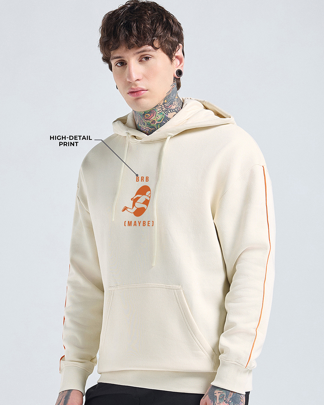 Shop Men's Gardenia BRB May Be Graphic Printed Oversized Hoodies-Back