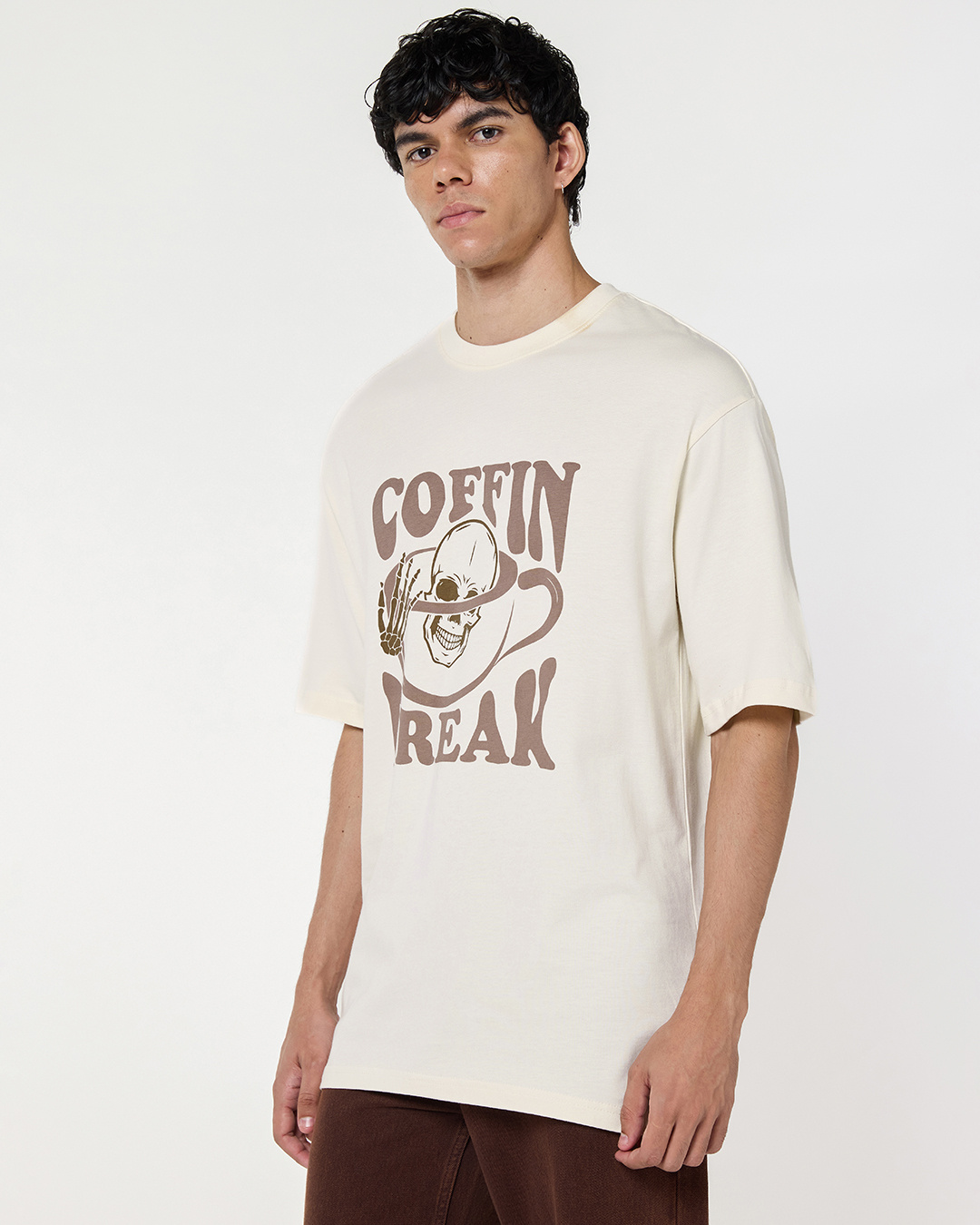 Shop Men's Gardenia Coffin Break Graphic Printed Oversized T-shirt-Back