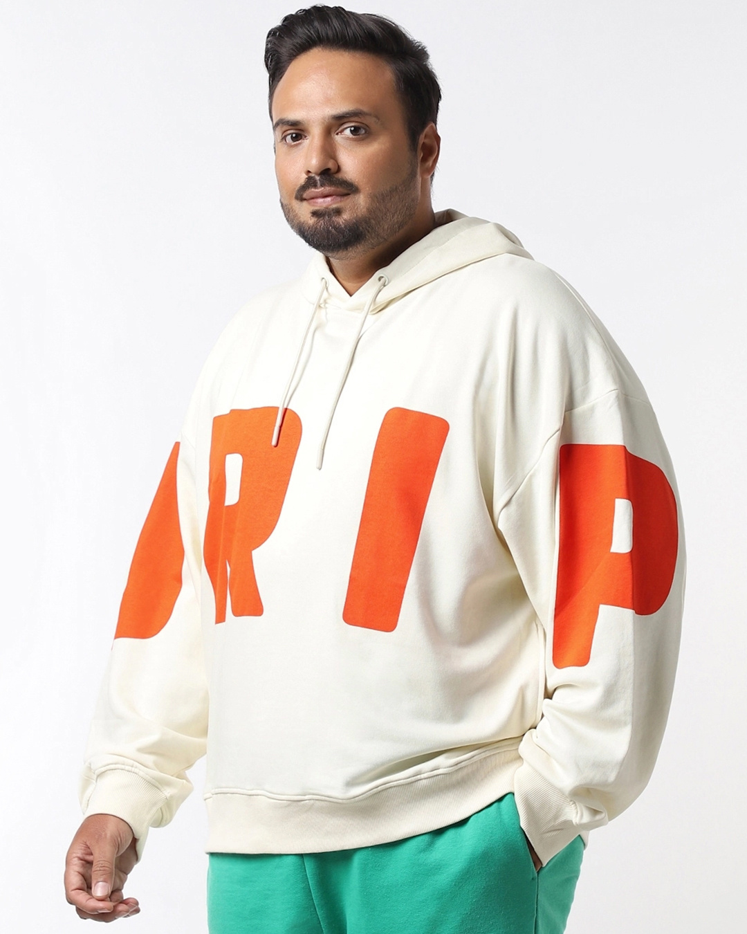 Shop Men's Gardenia Drip Typography Oversized Plus Size Hoodies-Back