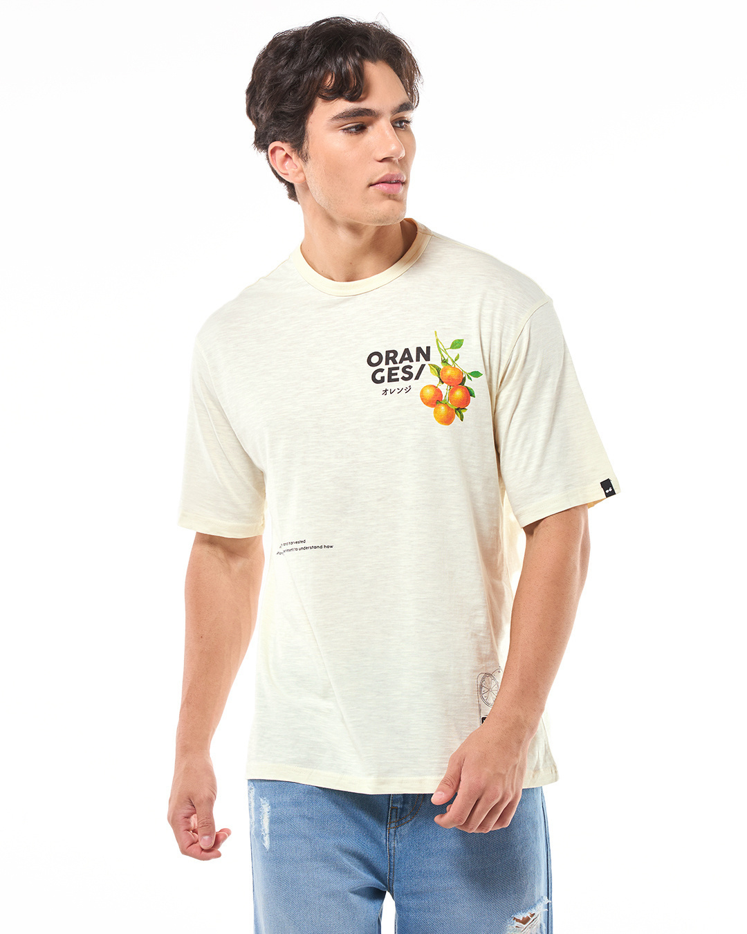 Shop Men's Gardenia Farm Fresh Graphic Printed Oversized T-shirt-Back