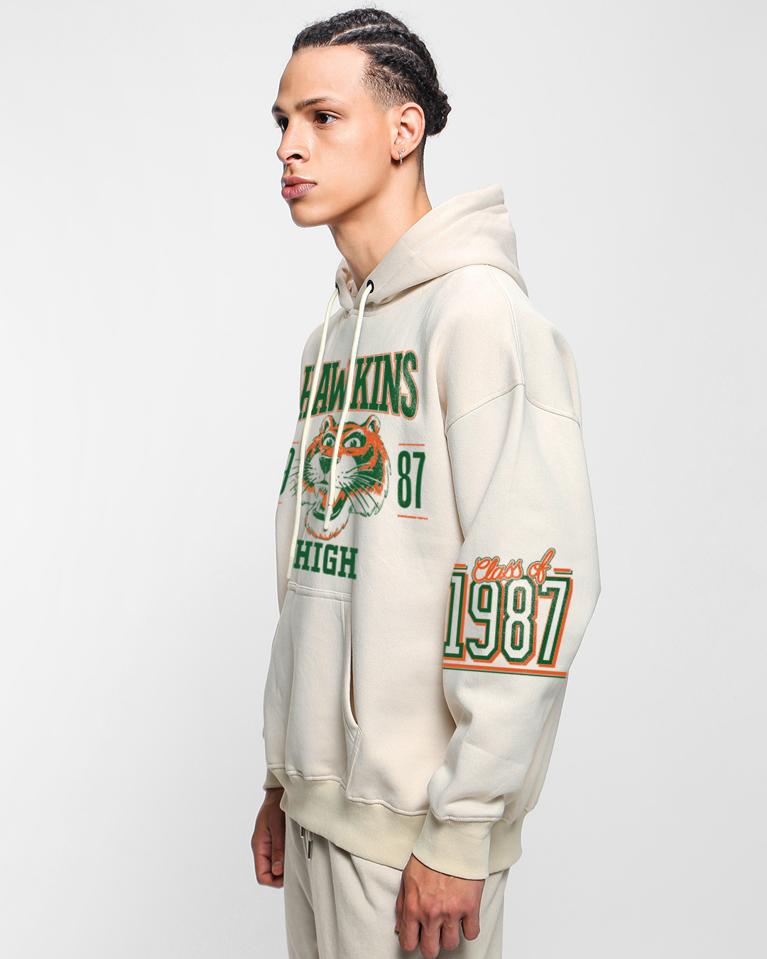Shop Men's Gardenia Hawkins High Graphic Printed Oversized Hoodies-Back