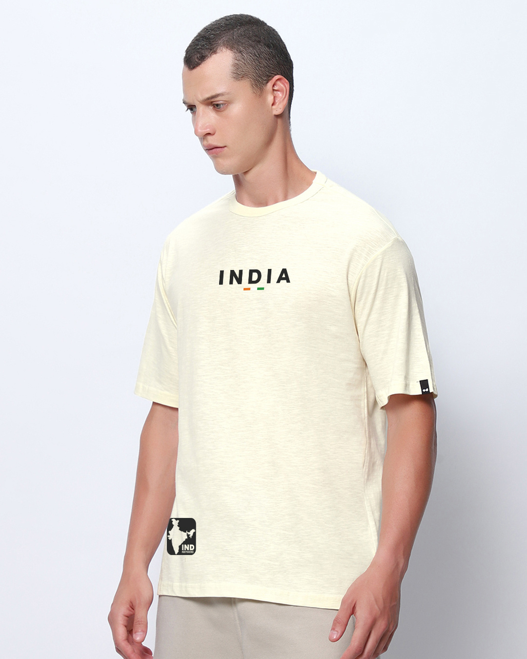 Shop Men's Gardenia India Typography Oversized T-shirt-Back