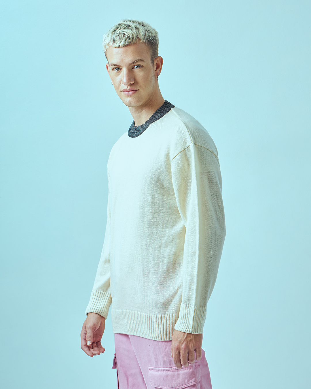 Shop Men's Gardenia Oversized Flatknit Sweater-Back