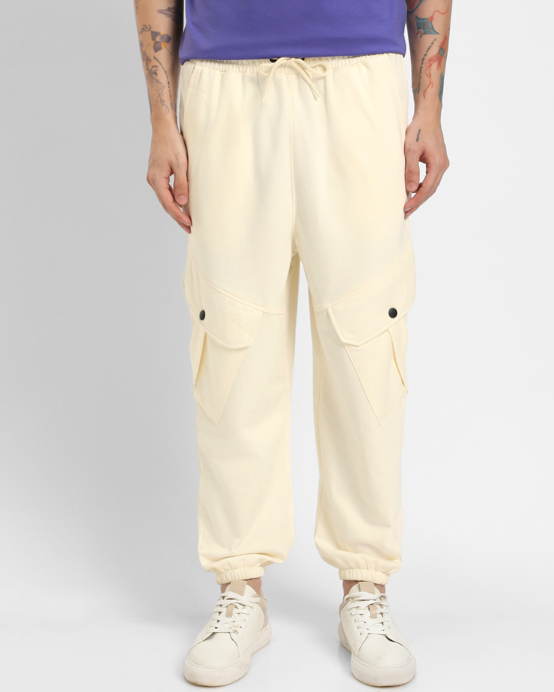 Buy Men's Gardenia Super Loose Fit Cargo Joggers Online at Bewakoof