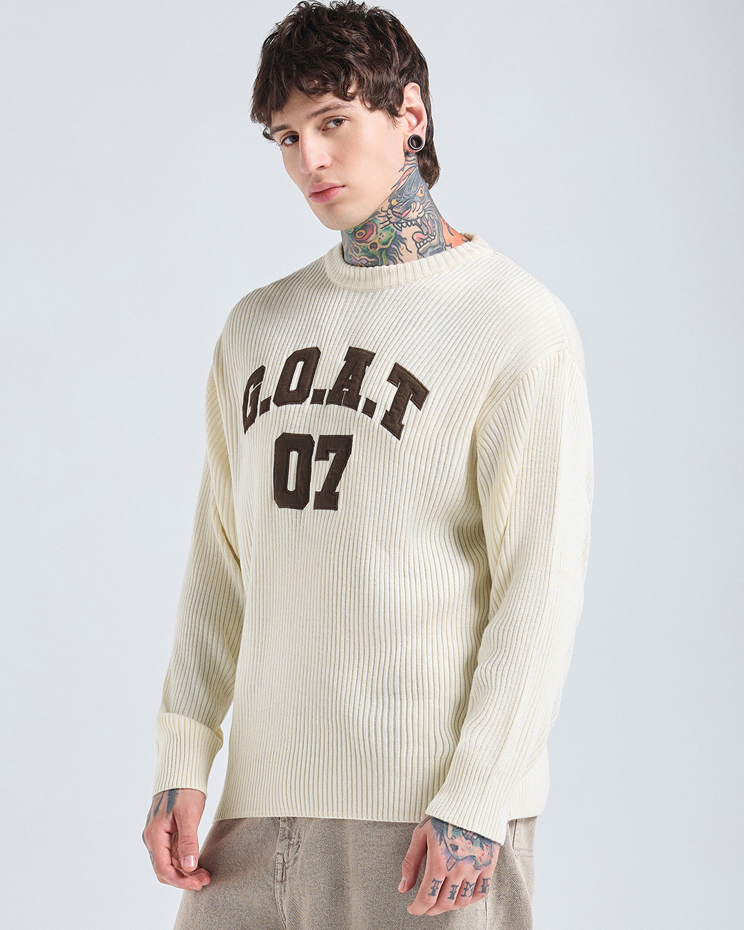 Shop Men's Gardenia Typography Oversized Sweater-Back