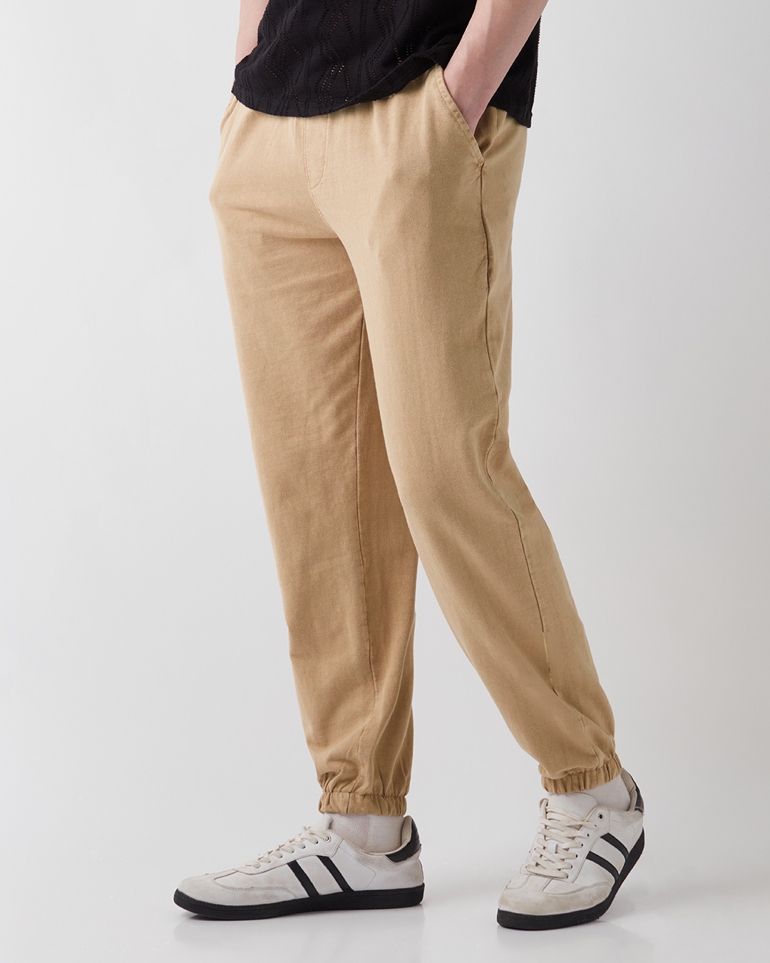 Shop Men's Ginger Root Brown Oversized Acid Wash Warm Joggers-Back