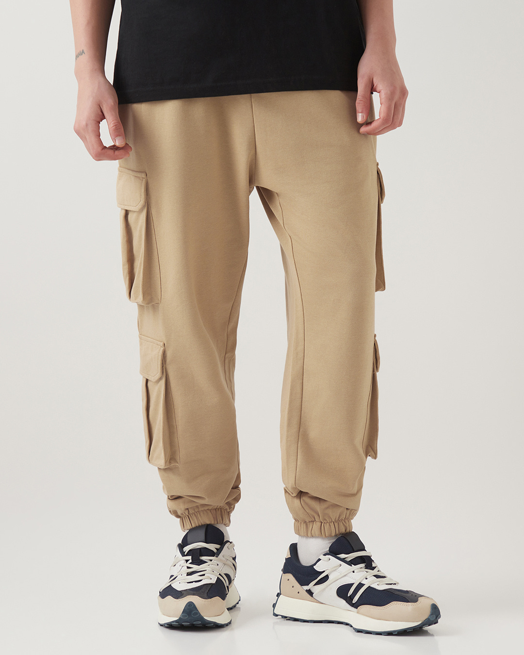 Shop Men's Ginger Root Brown Super Loose Fit Cargo Joggers-Back