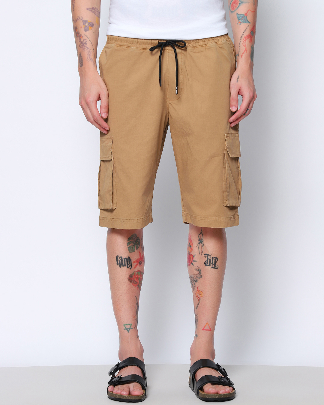 Shop Men's Brown Over Dyed Cargo Shorts-Back