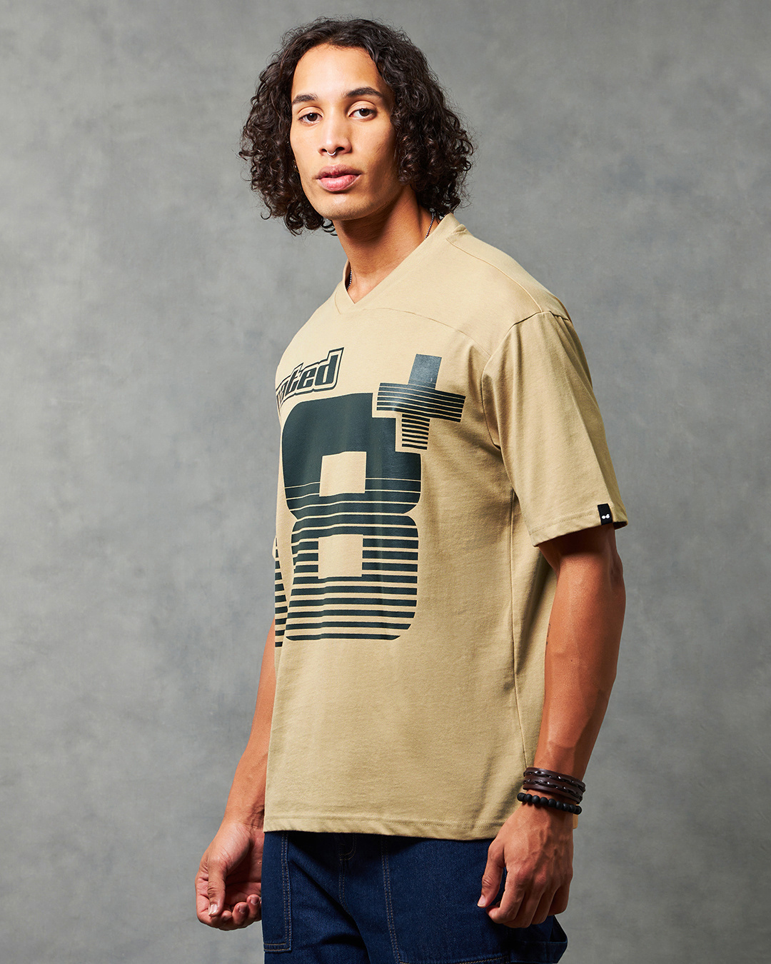 Shop Men's Brown Rated Color Block Oversized T-shirt-Back