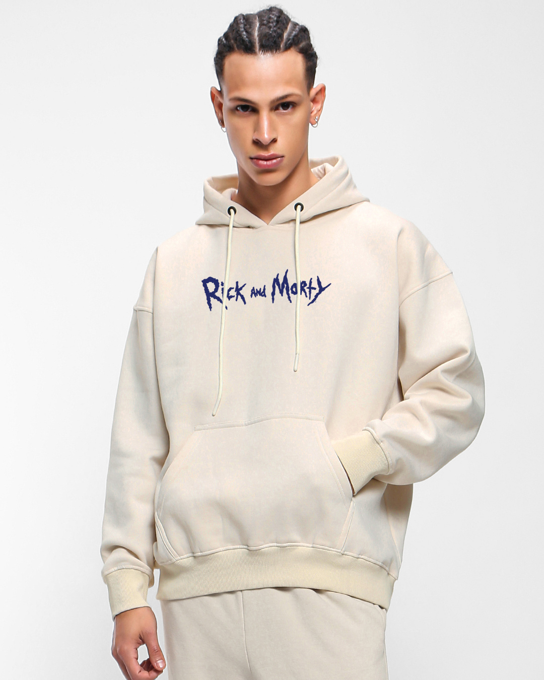 Shop Men's Gradenia Ricklaxation Graphic Printed Oversized Hoodies-Back