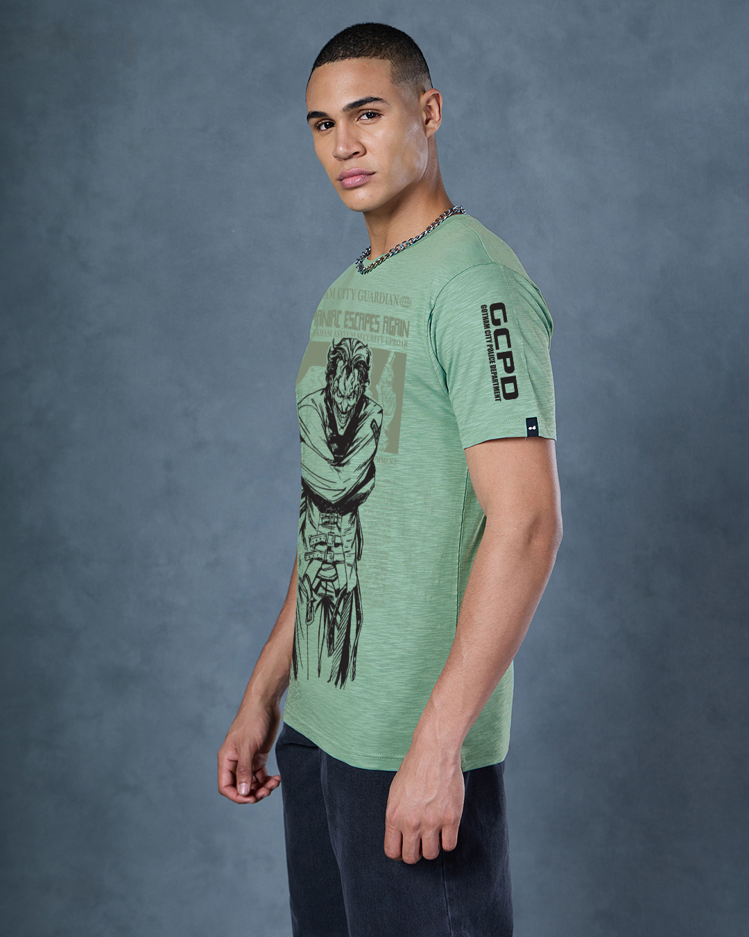 Shop Men's Granite Green Maniac Escapes Graphic Printed T-shirt-Back