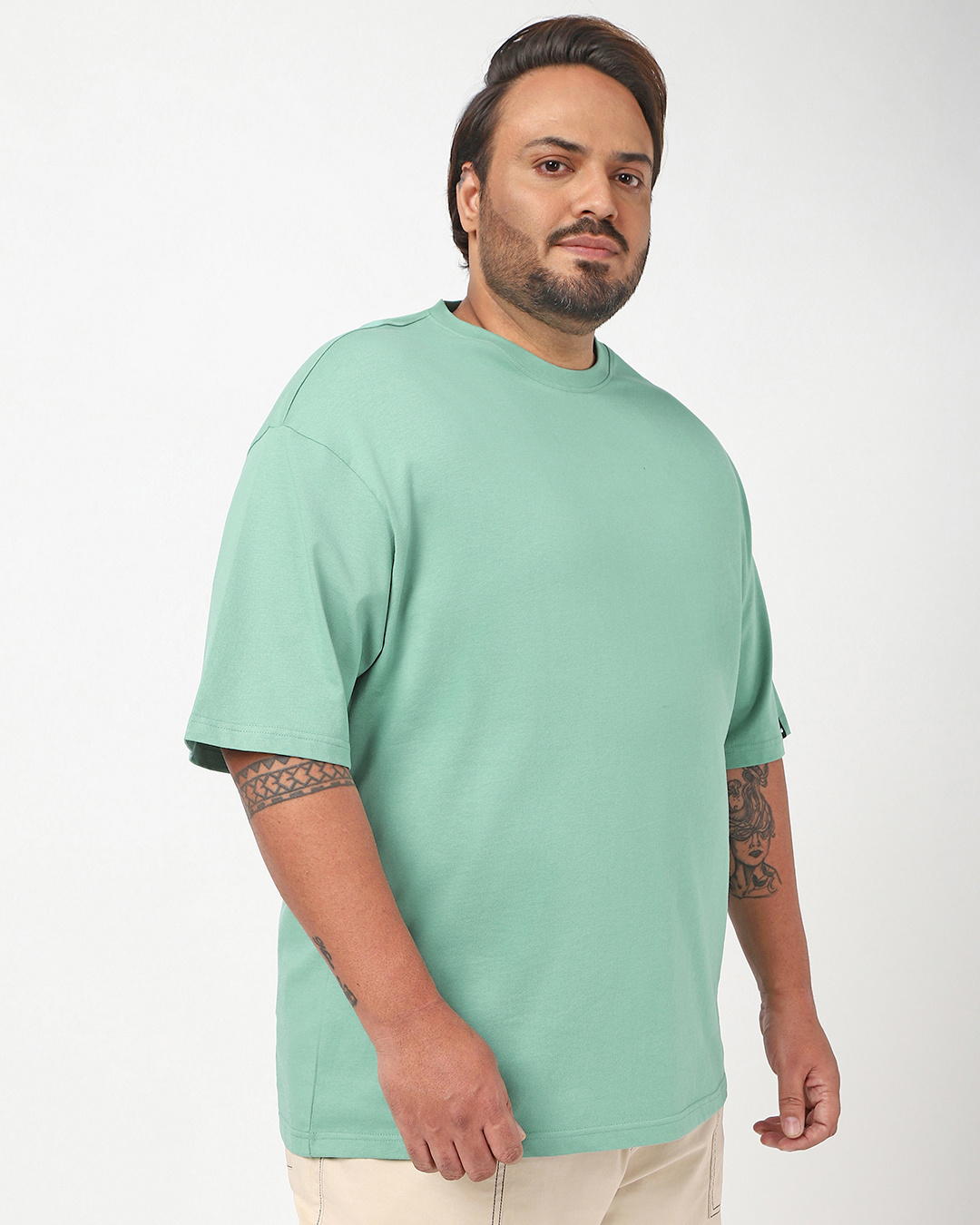 Shop Men's Granite Green Oversized Plus Size T-shirt-Back