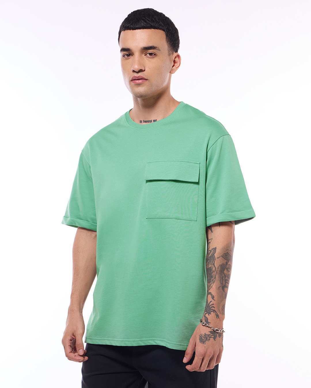 Shop Men's Granite Green Oversized T-shirt-Back