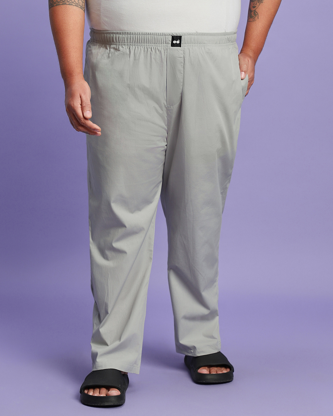 Shop Men's Grey Plus Size Pyjamas-Back