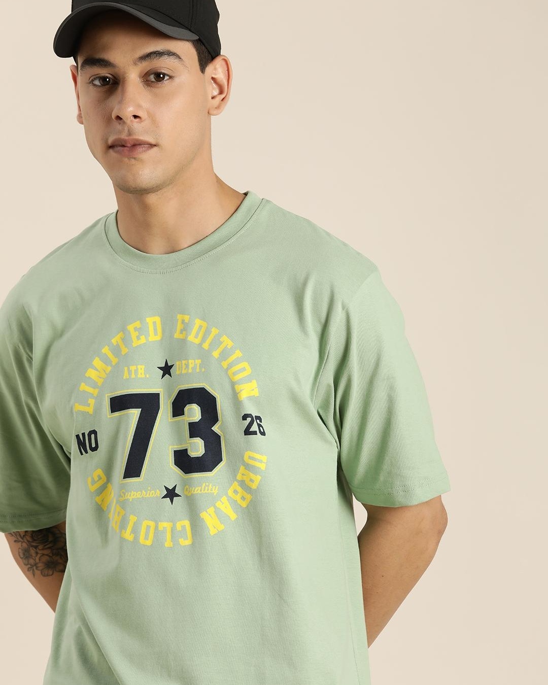 Buy Men's Green 73 Typography Oversized Tshirt Online at Bewakoof