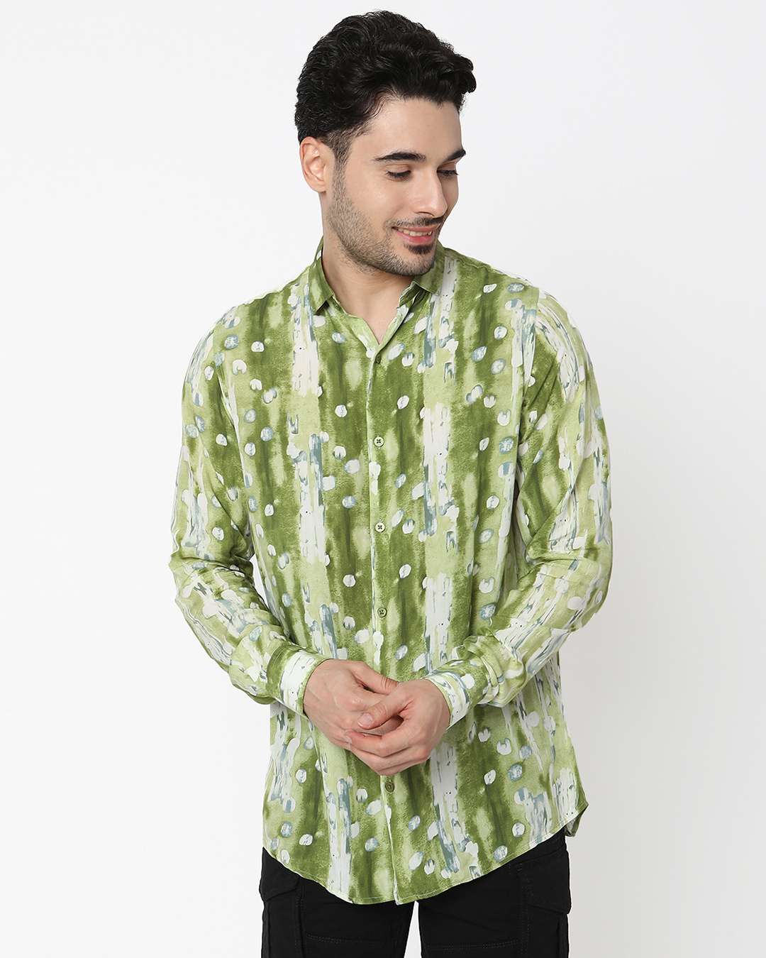 Buy Men's Green Abstract Printed Shirt Online at Bewakoof