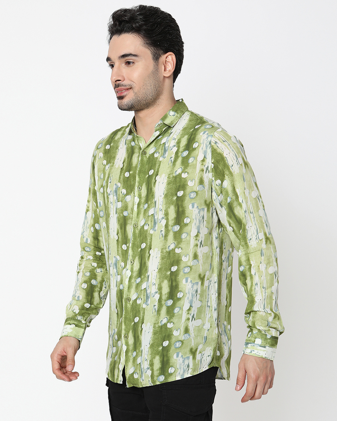 Shop Men's Green Abstract Printed Shirt-Back