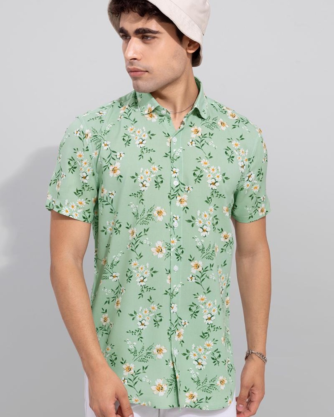 Buy Men's Green All Over Floral Printed Slim Fit Shirt for Men Green ...