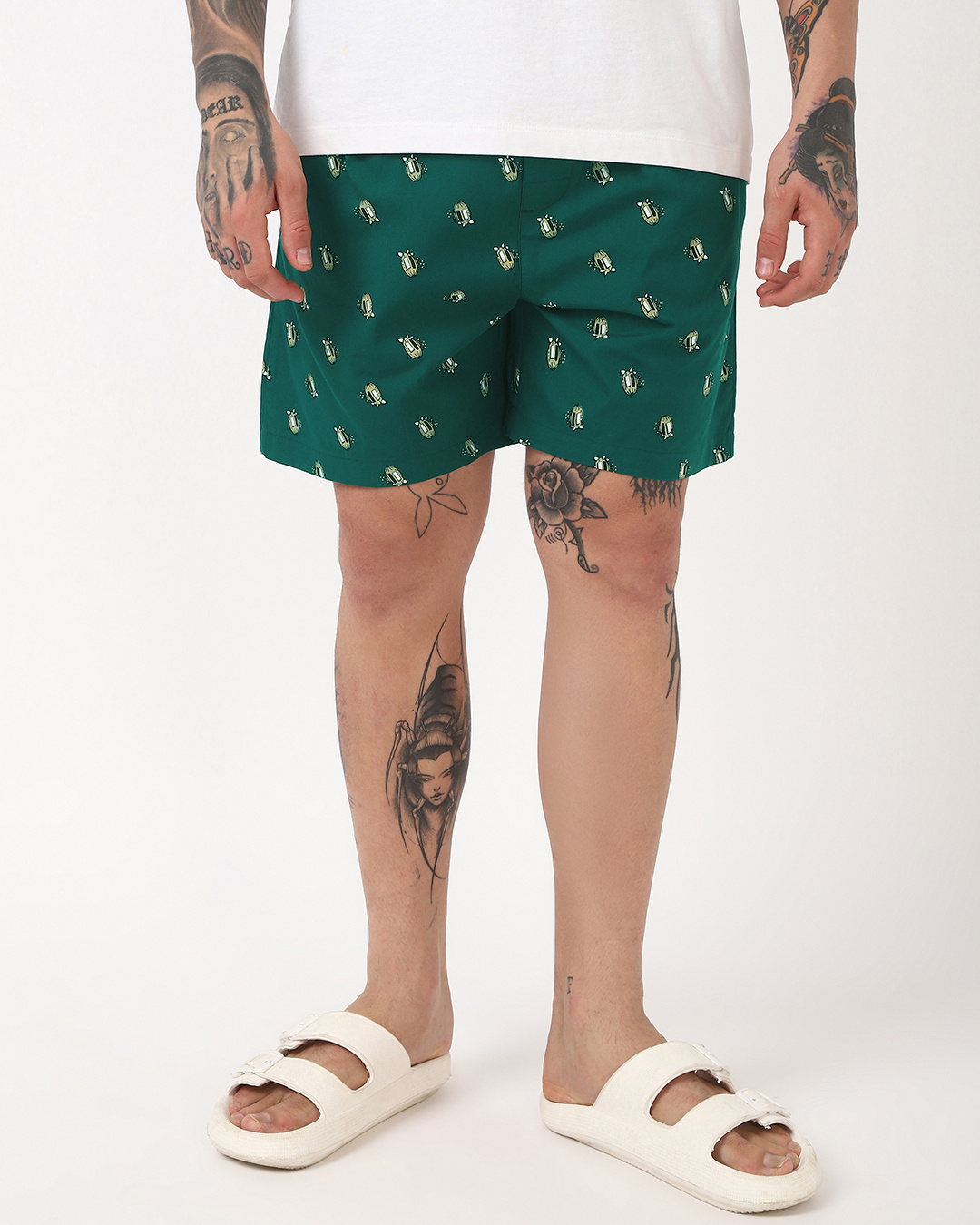 Shop Men's Green All Over Printed Boxers-Back