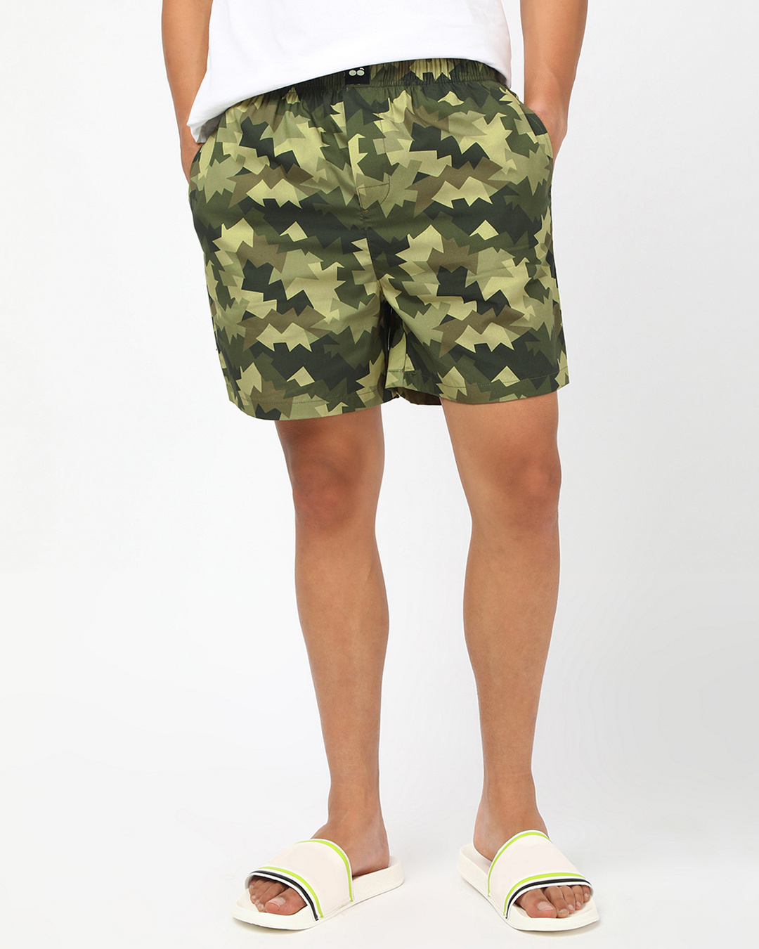 Shop Men's Green All Over Camouflage Printed Boxers-Back