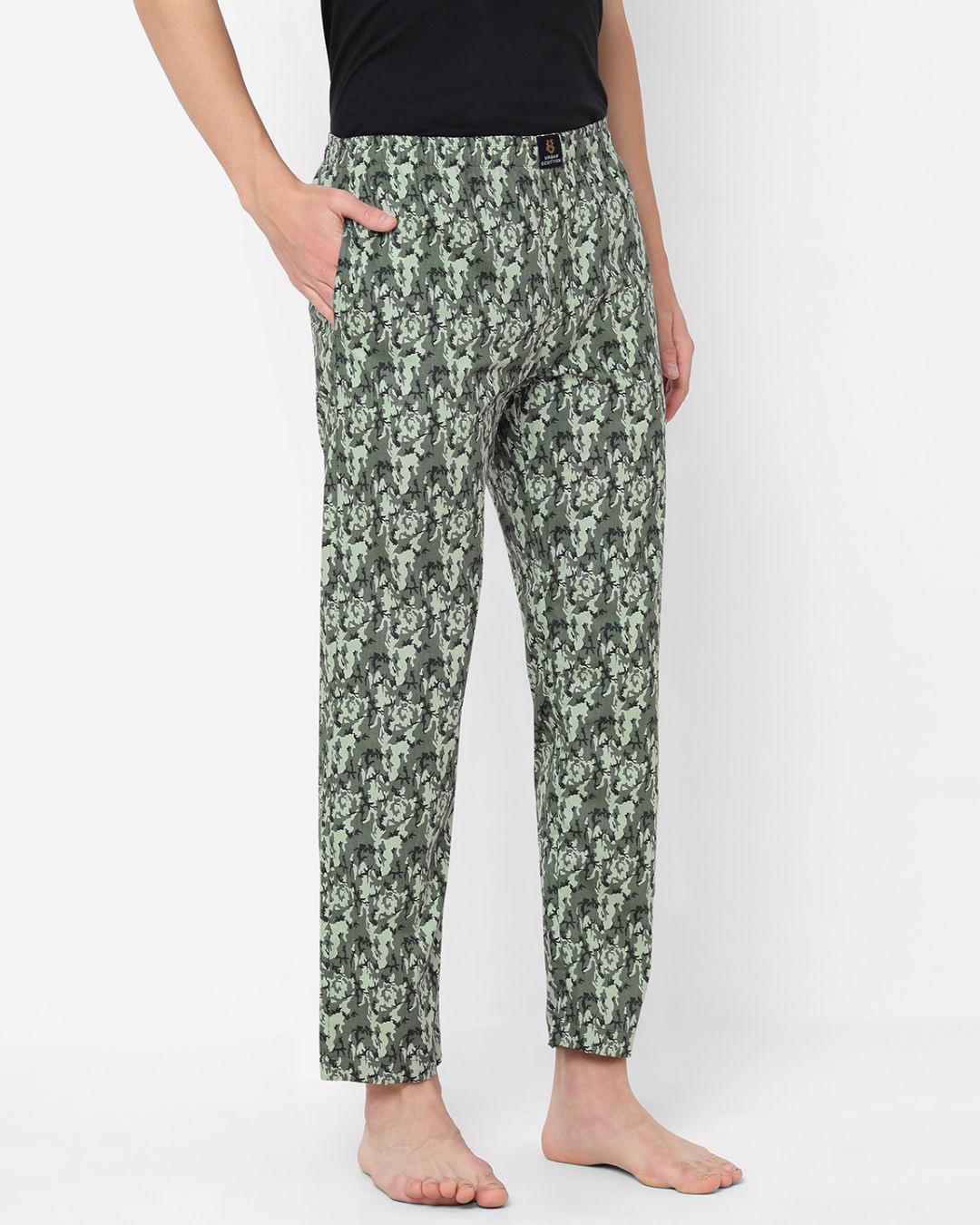Shop Men's Green All Over Printed Cotton Lounge Pants-Back