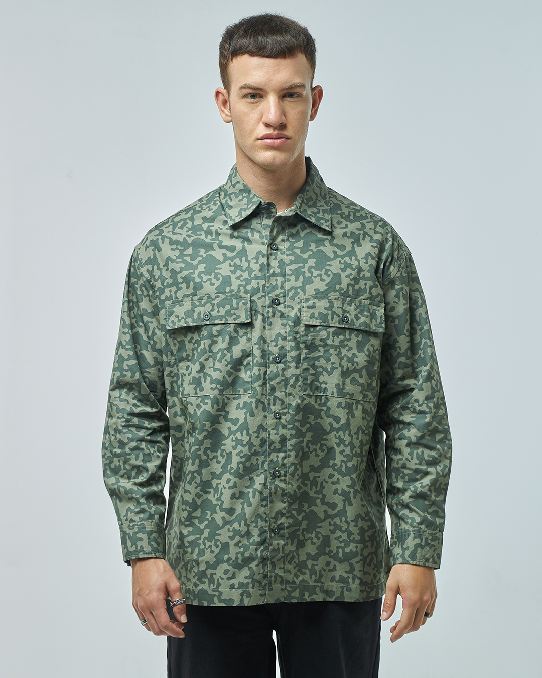Shop Men's Green All Over Printed Oversized Shirt-Back