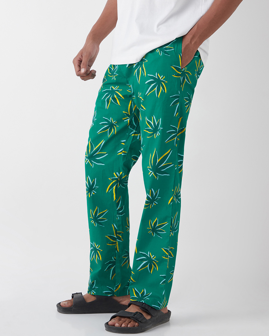 Shop Men's Green All Over Printed Pyjamas-Back