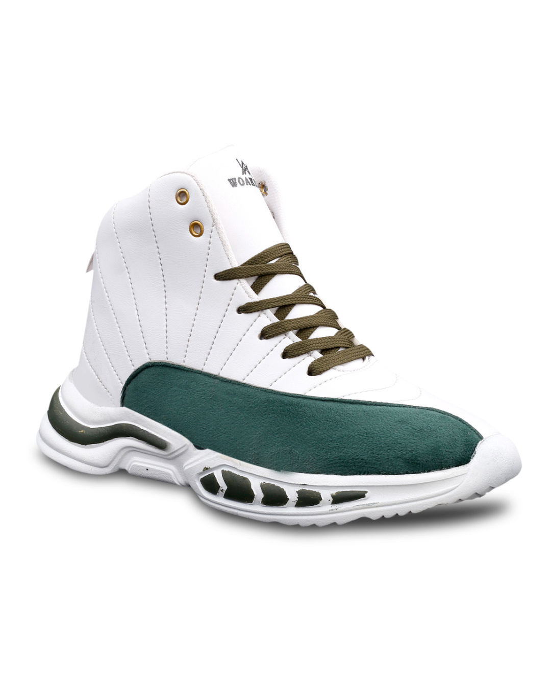 Shop Men's Green and White Color Block Sneakers-Back