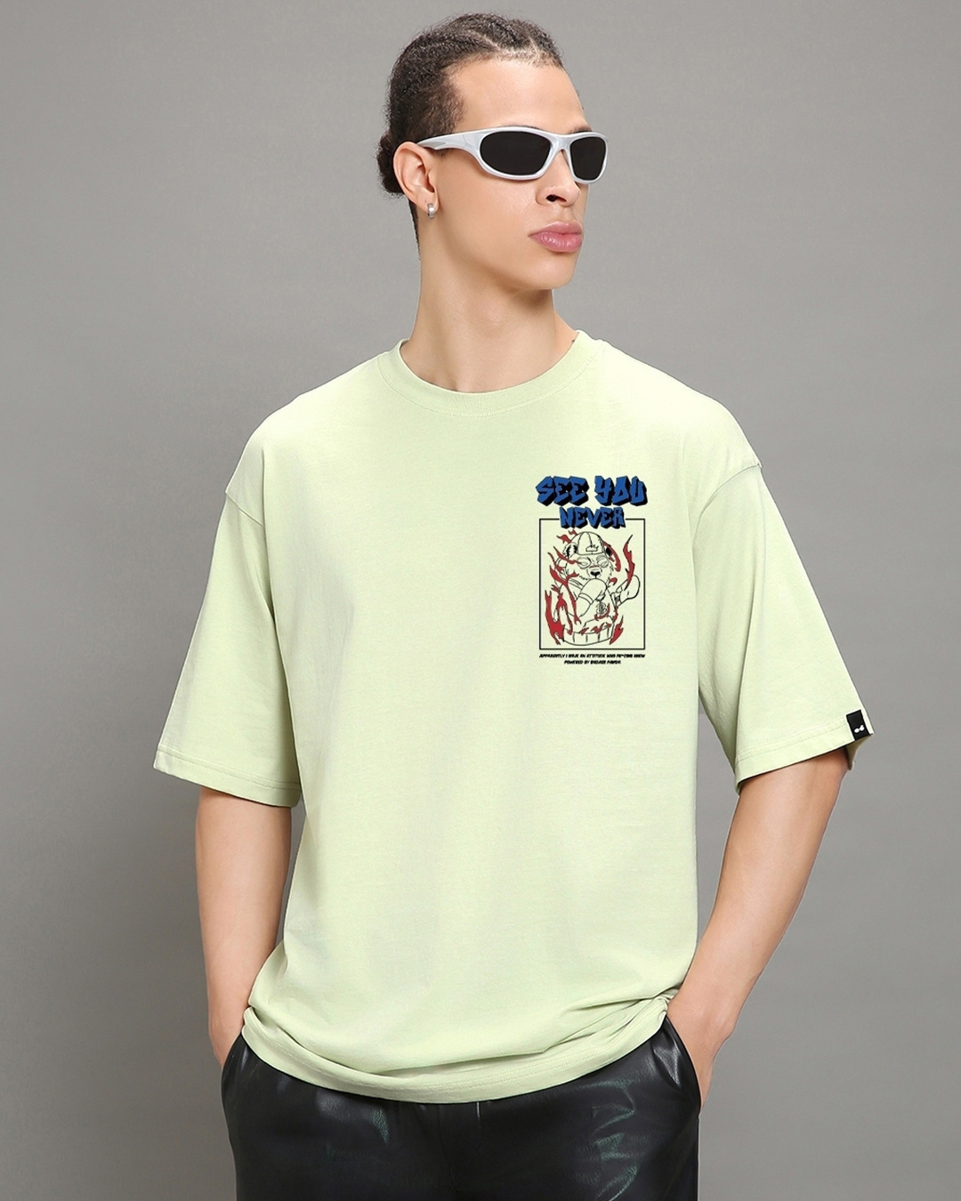 Buy Men's Green Badass Panda Graphic Printed Oversized T-shirt Online ...