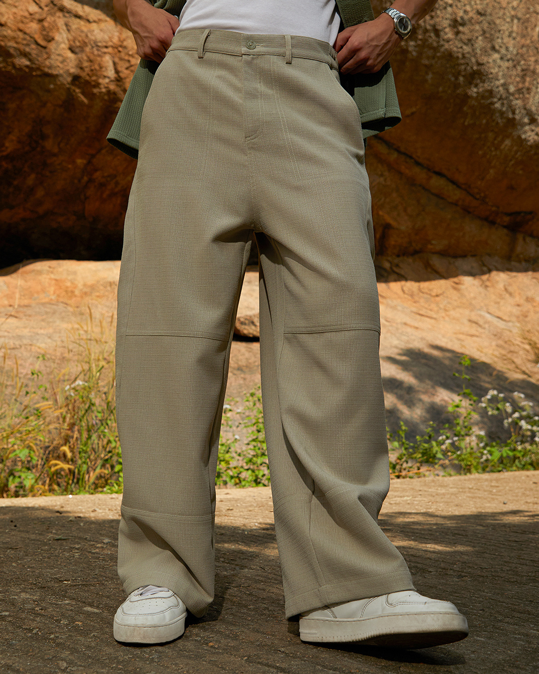 comfort fit pants - tea green modal main image 1
