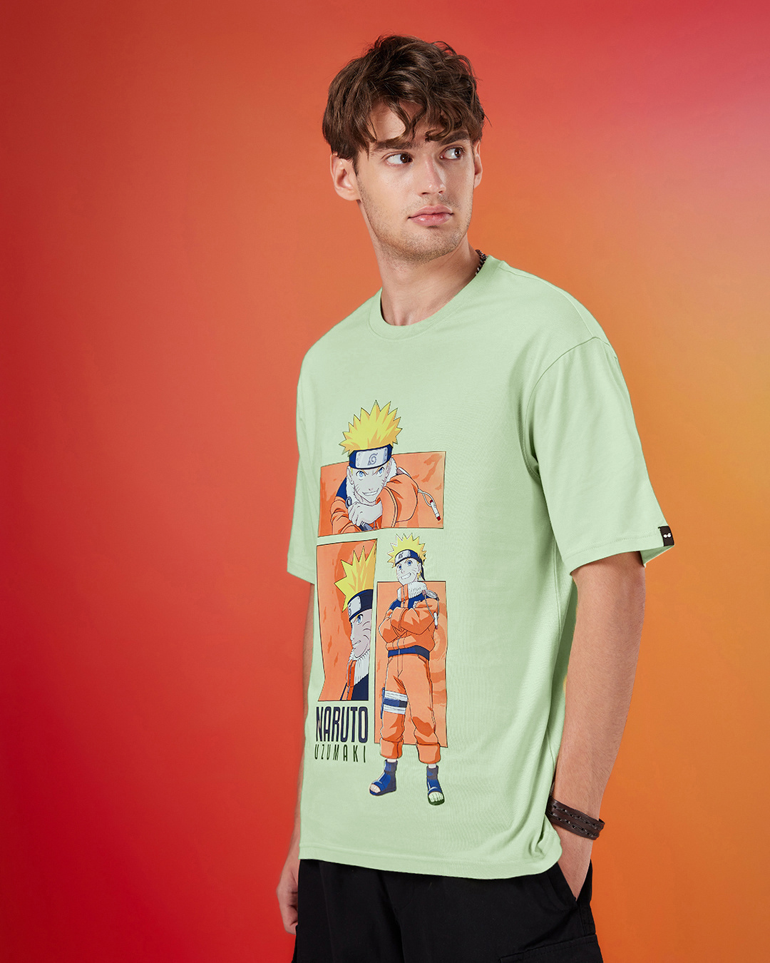Shop Men's Green Believe It Graphic Printed Oversized T-shirt-Back