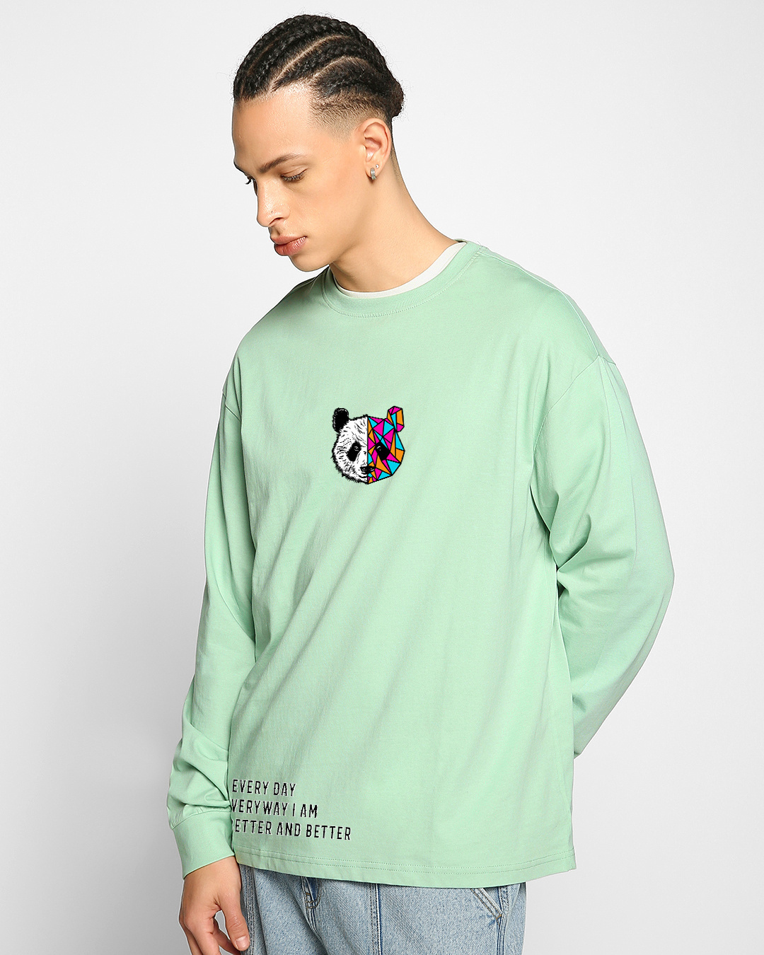 Shop Men's Green Better & Better Graphic Printed Oversized T-shirt-Back