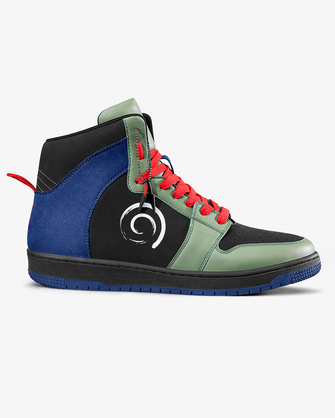 Shop Men's Green & Black Kakashi Color Block High Top Sneakers-Back