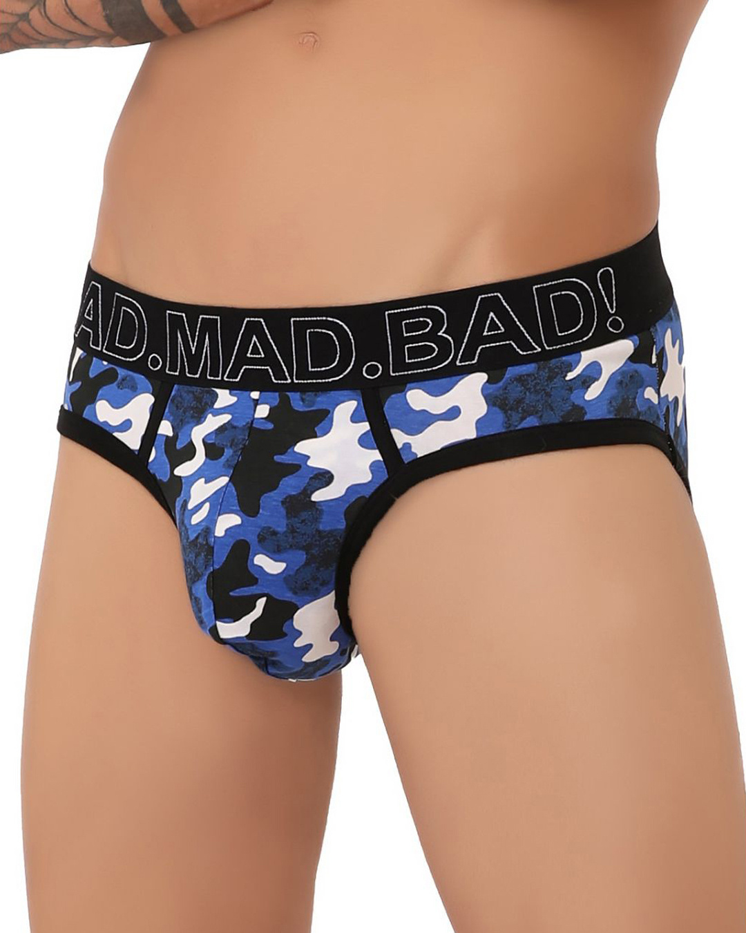 Shop Pack of 2 Men's Green & Blue Camo Printed Cotton Briefs-Back