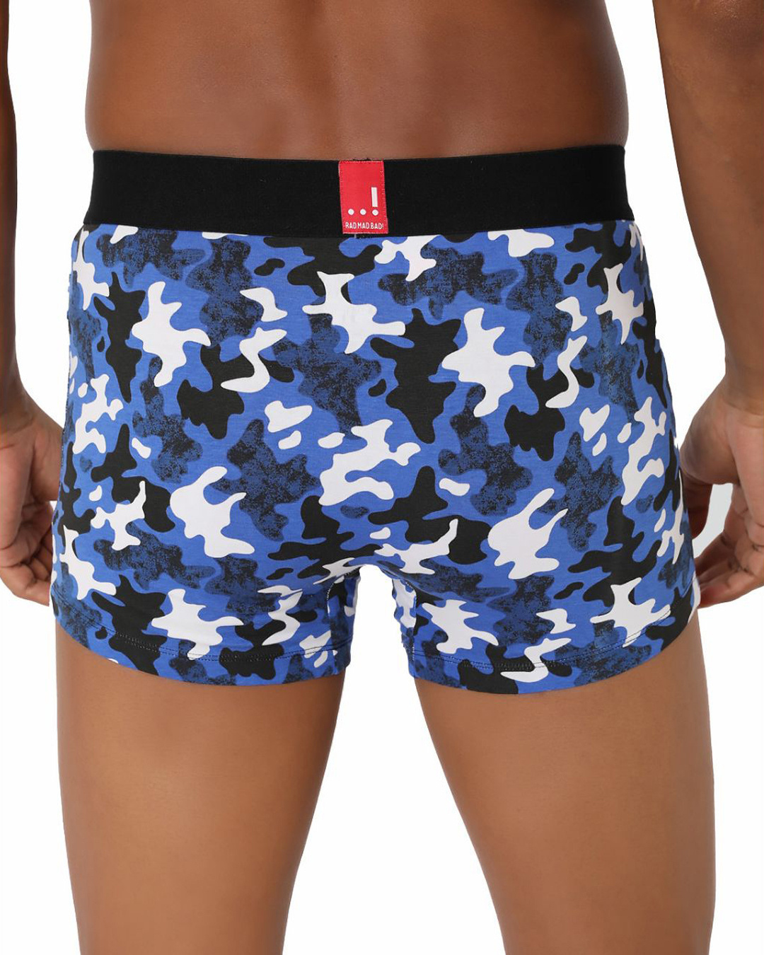 Shop Pack of 2 Men's Green & Blue Camo Printed Cotton Trunks-Back