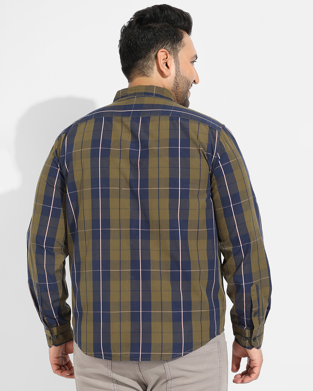 Shop Men's Green & Blue Checked Oversized Shirt-Back
