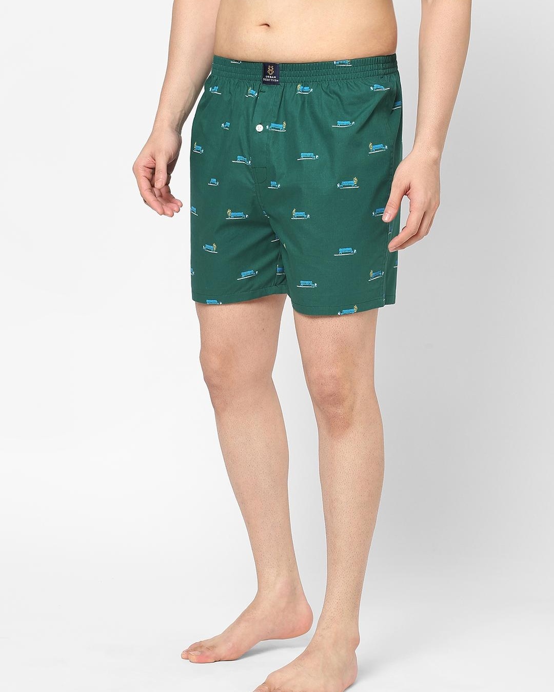 Shop Pack of 2 Men's Green & Brown All Over Printed Boxers-Back