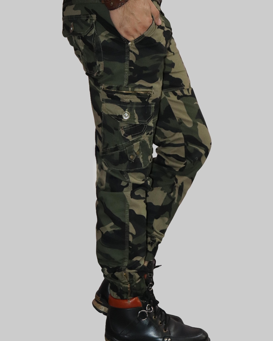 Buy Wholesale  Army Print Dori Style Relaxed Fit Zipper Cargo Pants