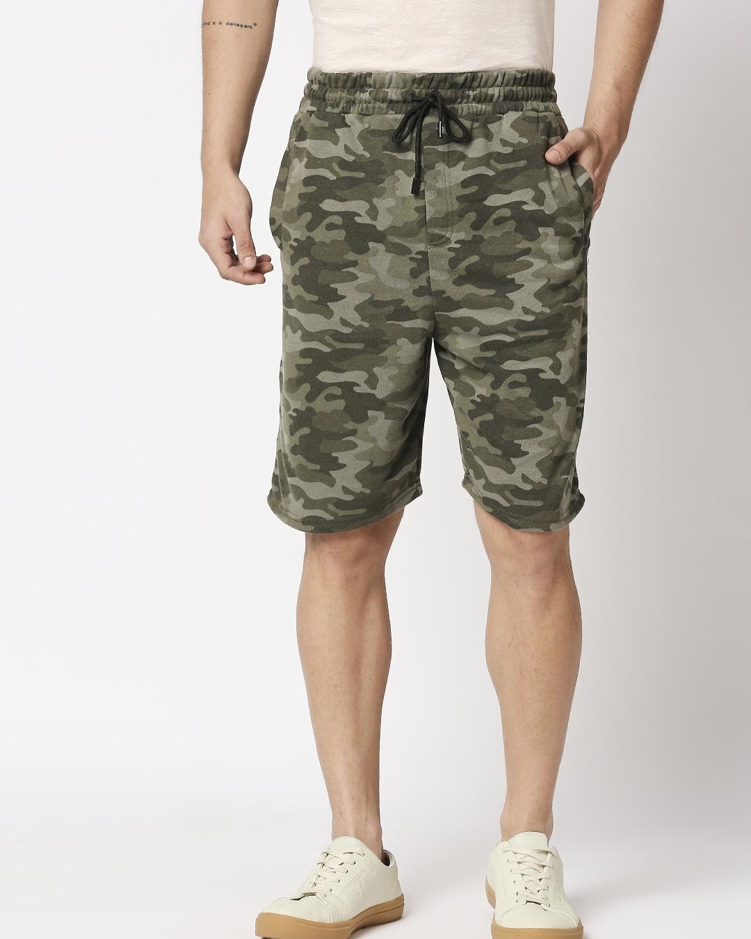 Buy Men's Military Green Camouflage Printed Shorts for Men Green Online